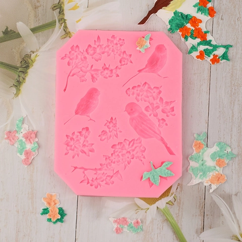 Vögel und Rosen Silikon Fondant Form DIY Backen Kuchen Dekoration Schokolade Süßigkeiten Werkzeug Vogel Rose Tonform