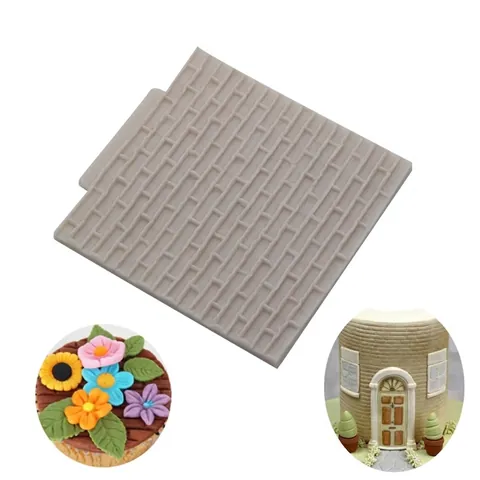 Silikon Kuchenform Ziegelwand Stein Textur Fondant Schokoladenform Für Tortendekoration Backzubehör Haus Küche Werkzeug