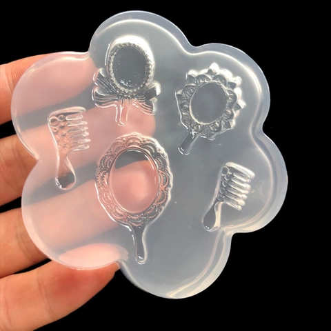 Stampo in Silicone a Forma di Specchio Magico e Pettine per Gioielli in Resina Fai da Te Torta Fondente Budino Gelatina Cioccolato