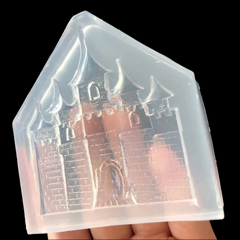 Siliconen Kasteel Vorm DIY Spiegeloppervlak 3D Architectuur Ontwerp Handgemaakte Epoxyhars Gietvorm Voor Sieraden Decor