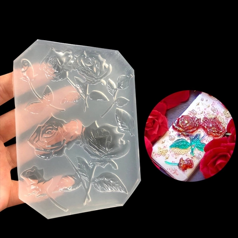 Mirror Surface Blooming Rose Flower Silicone Mold For DIY Resin Clay UV Glue Handmade Cake Decoration Baking Tool