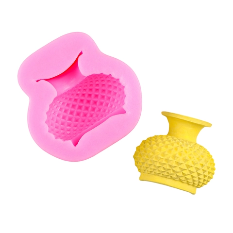 3D European Vase Flower Pot Silicone Mold Grid Texture Fondant Cake Chocolate Epoxy Resin Aromatherapy Plaster DIY Baking Tool