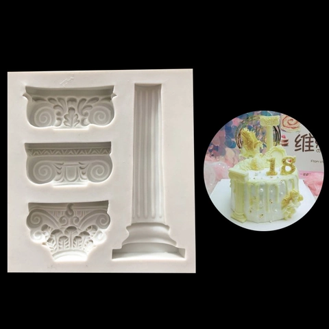 Retro European Roman Column Silicone Mold For Cake Decoration Fondant Chocolate Resin Plaster DIY Baking Tool Craft Mould