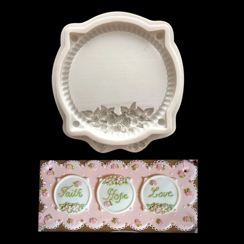 Flower Round Frame Silicone Mold For DIY Fondant Chocolate Clay Aromatherapy Relief Rose Border Decorative Baking Tool