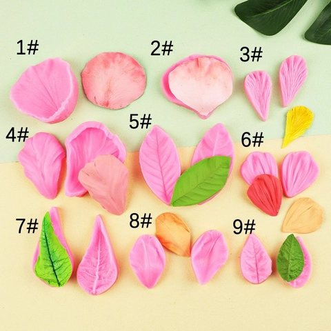 Leaf Rose Petal Fondant Silicone Mold Realistic Vein Texture Double Sided Cake Decorating Baking Tool For DIY Chocolate Clay