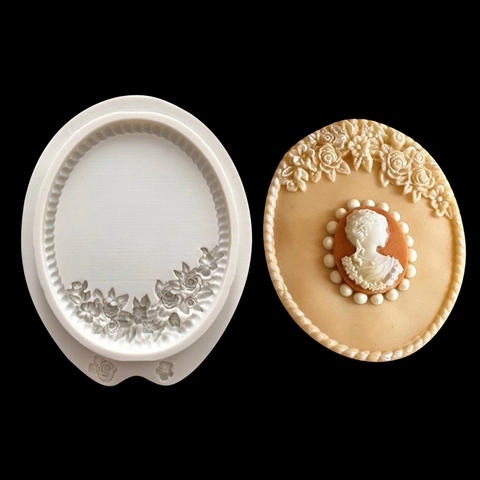 Vintage Europäischer Spiegelrahmen Silikonform Relief Floral Cameo Fondant Kuchen Schokolade DIY Handwerk Relief Dekorform