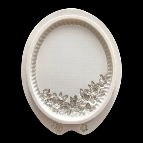 Vintage Europäischer Spiegelrahmen Silikonform Relief Floral Cameo Fondant Kuchen Schokolade DIY Handwerk Relief Dekorform