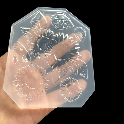 Sonnenblume Blatt Silikonform DIY Harz Spiegeloberfläche Blumenform Backform Transparent Dekorative Kuchen Fondue Werkzeuge