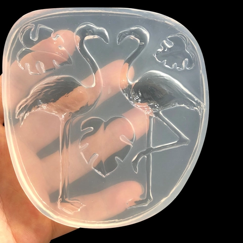 Stampo in Silicone con Fenicottero e Foglia di Monstera Fai da Te Artigianale in Resina Strumento per Creazione Ornamenti Motivo Foglie Tropicali