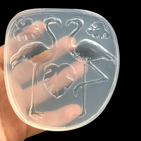 Stampo in Silicone con Fenicottero e Foglia di Monstera Fai da Te Artigianale in Resina Strumento per Creazione Ornamenti Motivo Foglie Tropicali