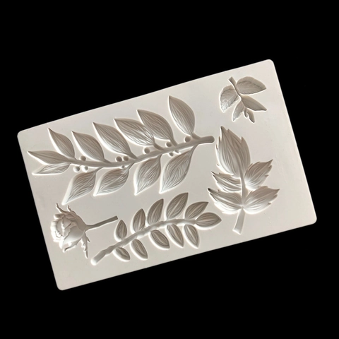 Stampo in Silicone a Forma di Ramo di Rosa Vite per Bordo Torta Fondente Texture per Cioccolato Gelatina Budino DIY