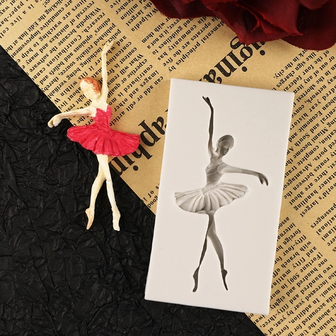 Elegant Ballet Dancing Girl Silicone Mold For Fondant Chocolate Cake Decoration DIY Handcraft Clay Baking Tool Kitchen Bakeware