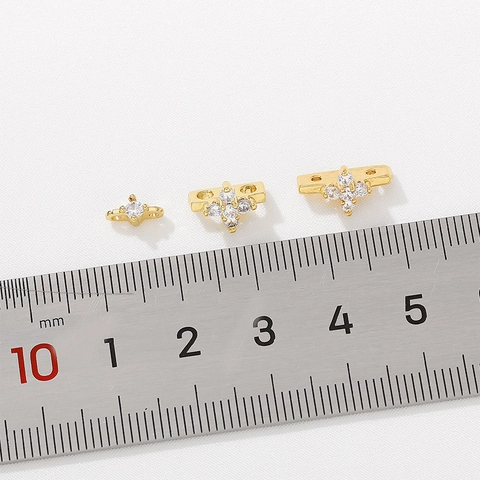 14K Gold Plated Alloy Zircon Multi-Row Spacer Beads For DIY Artificial Pearl Bracelet Necklace Making Jewelry Finding Connectors Spacers
