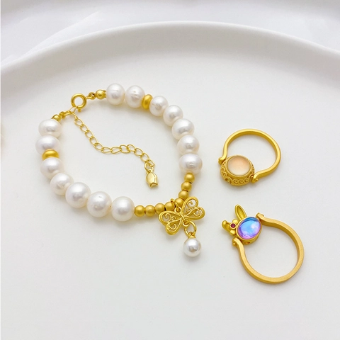 Cuentas Espaciadoras de Aleación Bañadas en Oro Antiguo Perla Artificial Strass Mariposa Margarita Dije para Fabricación de Joyas DIY