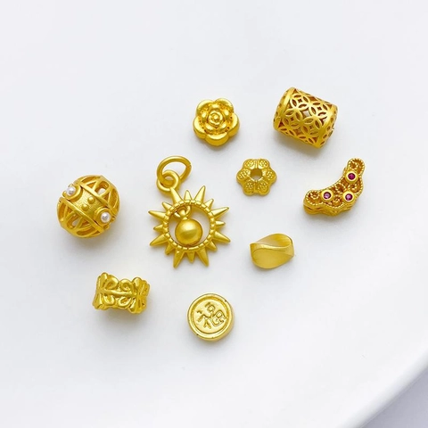 Cuentas Espaciadoras de Aleación Caladas Oro Antiguo Diamantes de Imitación Perla Artificial Estilo Chino Cuentas Para DIY Pulsera Collar Joyería Materiales