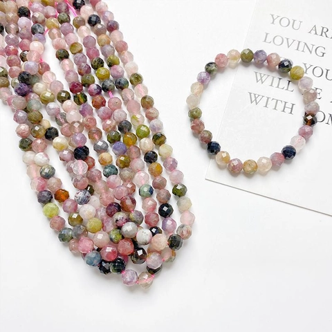 Natural Stone Faceted Loose Beads Colored Crystal Round Beads For DIY Jewelry Making Bracelet Necklace Accessories