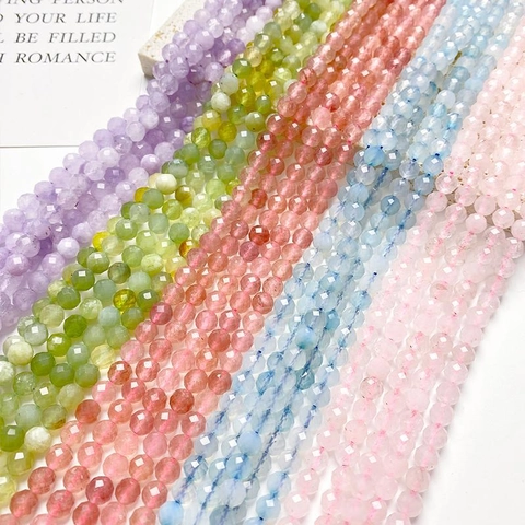 Natural Stone Faceted Loose Beads Colored Crystal Round Beads For DIY Jewelry Making Bracelet Necklace Accessories