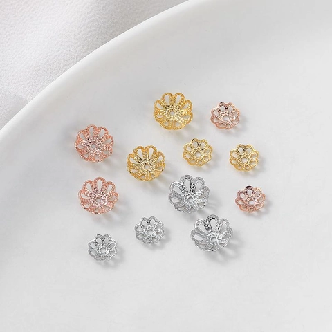 Koperen Opengewerkte Bloem Kraalkappen Goud Zilver Verguld Sieraden Maken DIY Armband Ketting Tussenkralen Onderdelen
