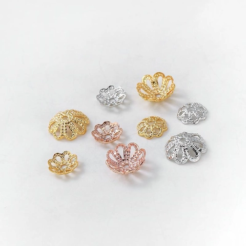 Koperen Opengewerkte Bloem Kraalkappen Goud Zilver Verguld Sieraden Maken DIY Armband Ketting Tussenkralen Onderdelen