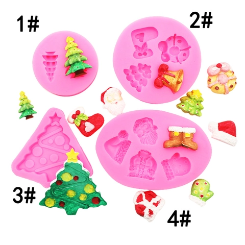 Kerstboom Kerstman Siliconen Vorm Voor DIY Fondant Chocolade Bakken Taart Decoratie Roze Grijs Knutselvorm