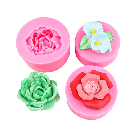 Bloemen Succulent Roos Siliconen Vorm Voor Handgemaakte Zeep Kaarsen Maken Taart Fondant Decoratie DIY Knutselen Bakvorm