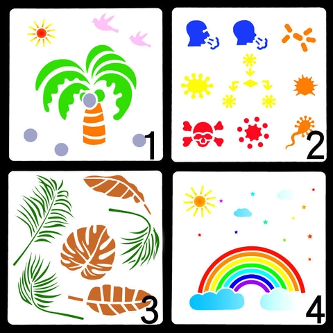 PET Holle DIY Schilderij Sjabloon Stencil Voor Muurschildering Scrapbooking Taart Decoratie Tropisch Blad Regenboog Thema