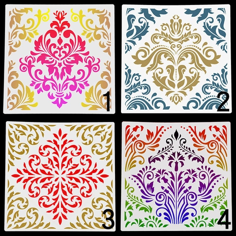 Stencil per Pittura Mandala per Parete Stencil Decorativi Fai-da-te Grandi Stencil da Disegno Simmetrici Damascati Stencil in PET Riutilizzabili per Mobili Pavimenti