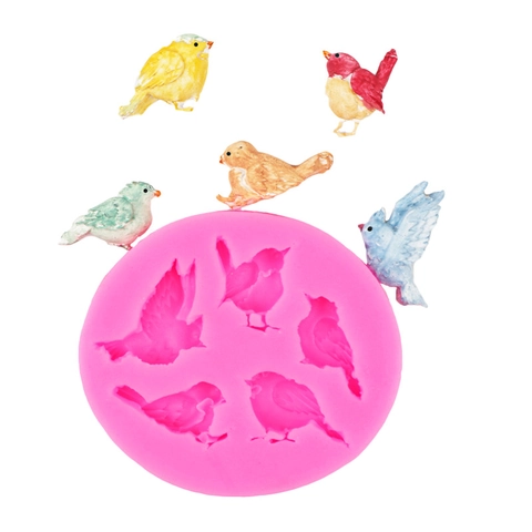 Molde de Silicona con Forma de Pájaro Golondrina Gorrión para Fondant Chocolate Decoración de Pasteles Herramienta DIY Resina Arcilla