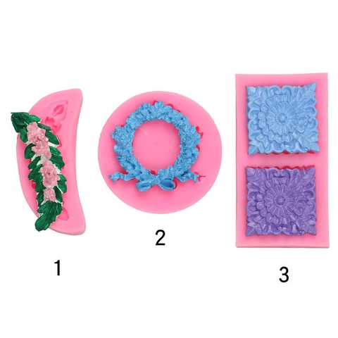 Silicone Flower Wreath Relief Mold DIY Resin Crafting Fondant Cake Decoration Chocolate Clay Tool European Style Floral Pattern
