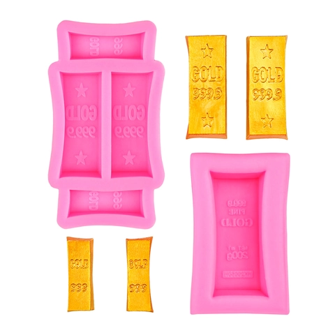Realistische Goudstaaf Siliconen Vorm 999.9 Fijn Goud Steen Vorm Voor Chocolade Taart Decoratie Zeep Kaars DIY Bakken Tool