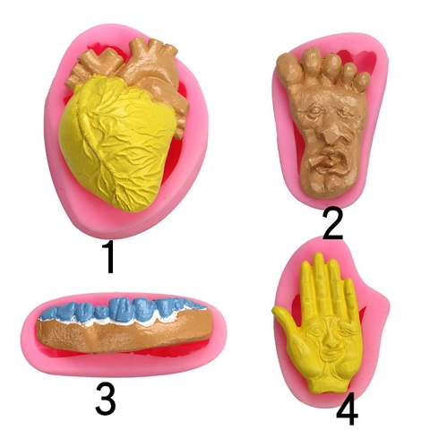 Halloween Silikonform Herz Zahn Fuß Hand Geformte Fondant Schokolade Kuchen Dekoration Werkzeug DIY Horror Thema Bastelform