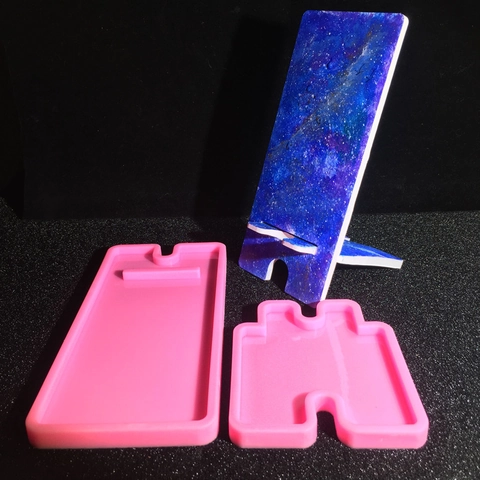 Mirror Phone Stand Silicone Mold DIY Crystal Resin Molding Portable Desktop Mobile Holder Bracket Manual Crafting Supply