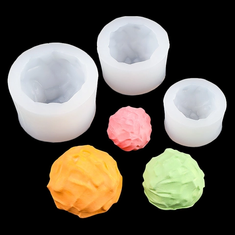Round Textured Silicone Mold For Cake Mousse Candle Soap DIY 3D Irregular Ball Shape Bakeware Dessert Decorating Tool Kitchen Accessory