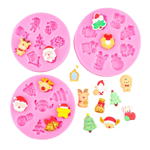 Kerstserie Siliconen Fondant Vorm Rendier Kerstboom Ster Sneeuwpop Chocolade Bakken Taart Decoratie DIY Vorm