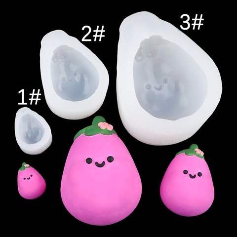 Niedliche Lächeln Aubergine Silikonform DIY Handgefertigte Harz Seife Kuchen Schokolade Kerze Gips Ornament Dekoration Werkzeug