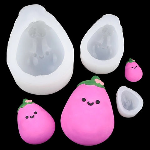 Niedliche Lächeln Aubergine Silikonform DIY Handgefertigte Harz Seife Kuchen Schokolade Kerze Gips Ornament Dekoration Werkzeug