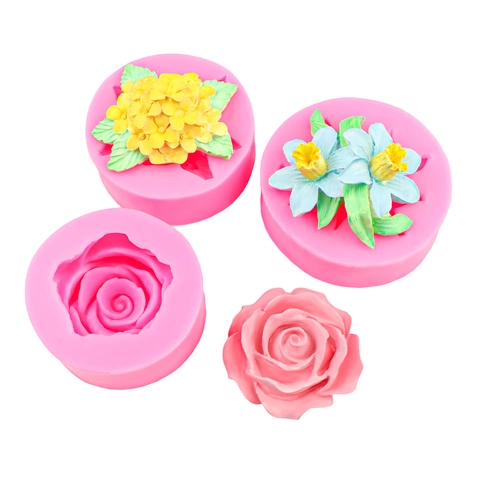 Stampo in Silicone a Forma di Fiore di Rosa Lillà e Giglio per Decorazione Torte Fondente Cioccolato Gesso Fai da Te