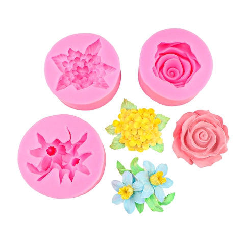 Stampo in Silicone a Forma di Fiore di Rosa Lillà e Giglio per Decorazione Torte Fondente Cioccolato Gesso Fai da Te