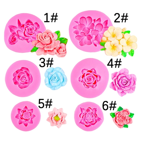 3D Blumenform Silikonform Rose Frangipani Lotus Fondant Schokolade Tortendeko Werkzeug DIY Harz Ton Seife Backform