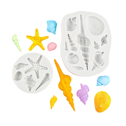 Stampi in Silicone a Tema Oceanico Per Decorazione Torte Conchiglia Stella Marina 3D Fondente Cioccolato Resina Argilla Fai Da Te