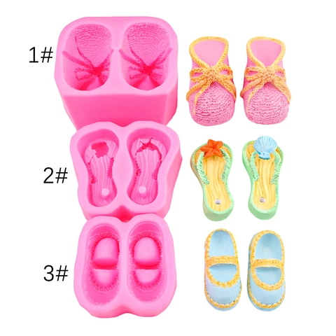 Babyschuh Silikonform Baby Booties Form DIY Handwerk Fondant Kuchendekoration Seife Aroma Gips Backform Strickstruktur Flip Flops Mary Jane Stil