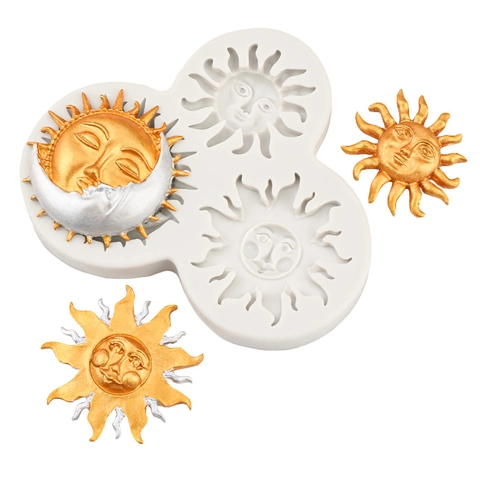 Himmlische Sonne Mond Gesicht Silikonform Für Fondant Kuchen Dekoration Schokolade Seife Gips DIY Backen Werkzeug Handwerk Form