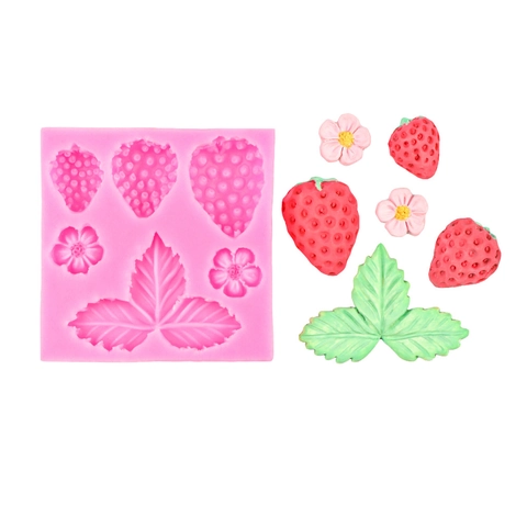 Strawberry Leaf Flower Silicone Cake Mold DIY Fondant Resin Clay Craft Baking Decoration Chocolate Plaster Sculpture Mold