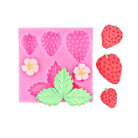 Strawberry Leaf Flower Silicone Cake Mold DIY Fondant Resin Clay Craft Baking Decoration Chocolate Plaster Sculpture Mold