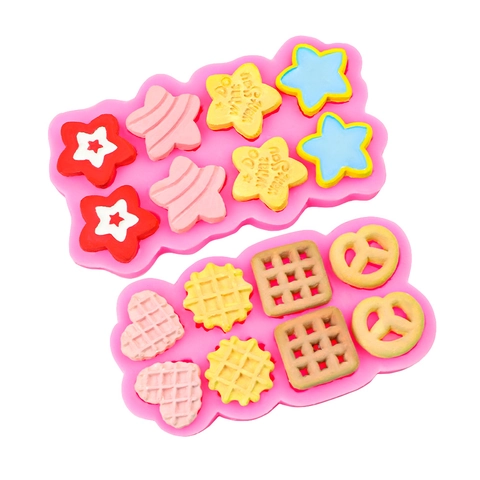 Molde de Silicona con Forma de Galleta Estrella Corazón Cuadrado para Decoración de Pasteles Chocolate Bricolaje Herramienta Arcilla