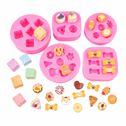 Miniature Food Silicone Mold For Bread Toast Cheese Bone DIY Fondant Chocolate Clay Decorating Realistic Kitchen Bakeware Tools