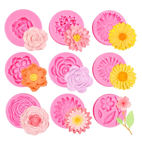 Stampo in Silicone a Forma di Fiore Margherita Girasole Loto Rosa per Decorazione Torte Fondente Cioccolato Fai da Te Sapone