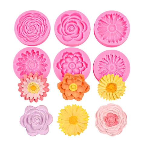 Stampo in Silicone a Forma di Fiore Margherita Girasole Loto Rosa per Decorazione Torte Fondente Cioccolato Fai da Te Sapone