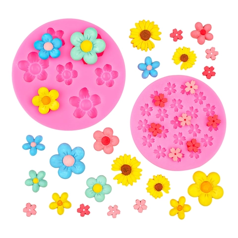 Flower Silicone Mold Sakura Sunflower Daisy Shape For Fondant Chocolate Resin Clay Baking Cake Decoration Aromatherapy Plaster