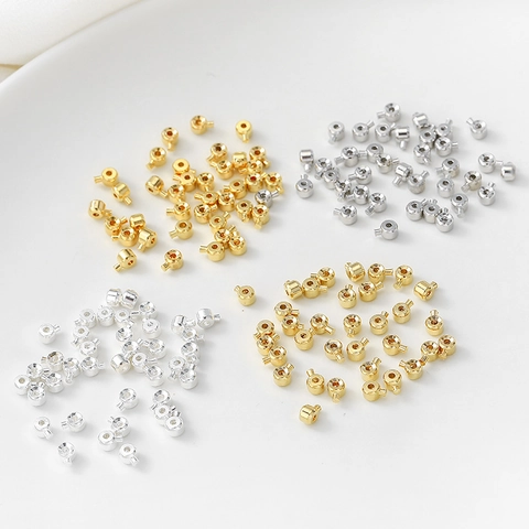 14K Goud Gevulde Koperen Crimp Kralen Connector Sluitingen Voor DIY Sieraden Maken Handgemaakte Ketting Armband Accessoires